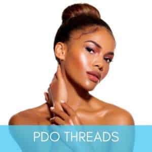 Woman with lifted and tightened skin after PDO Threads treatment.