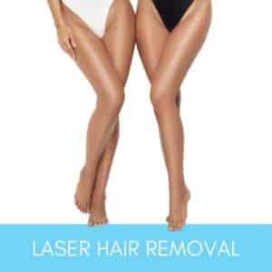 Women with smooth and hairless legs after laser hair removal treatment.