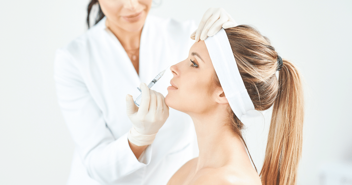 a woman undergoing botox therapy
